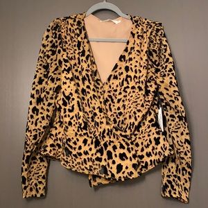 Leopard Print Wrap Top